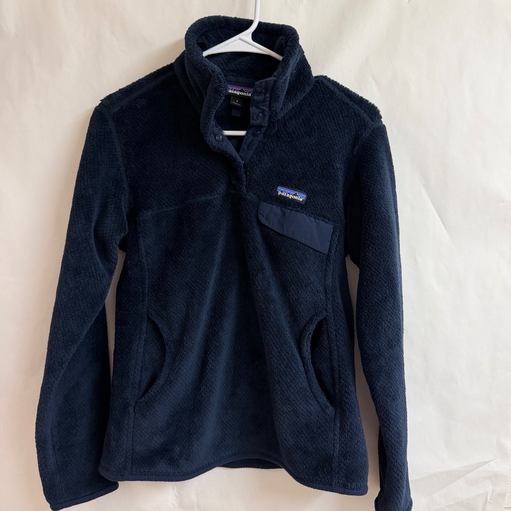 Patagonia Fleece ReTool Snap-T Pullover Jacket Navy Blue Womens Hiking S Outdoor